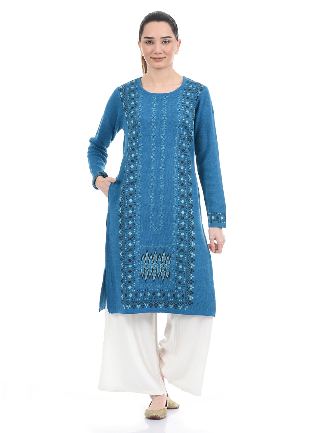 American Eye Women Casual Wear Blue Kurta